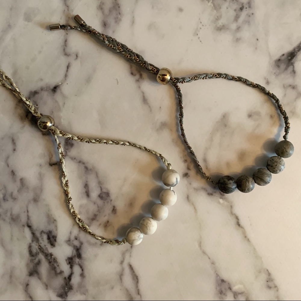 Francesca’s Howlite and Grey Quarts Bracelet